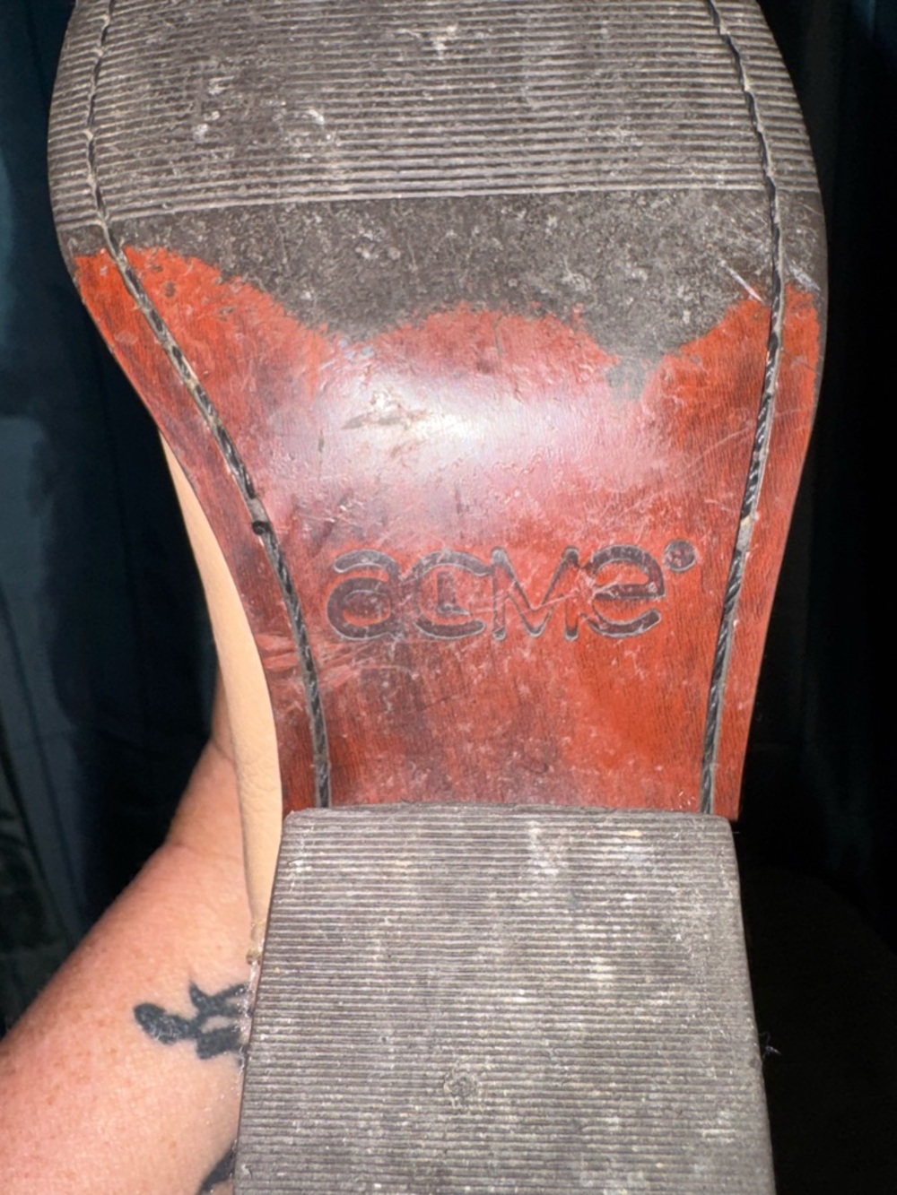 ACME Cream Western Heeled Boots with Concho - Picture 4 of 5